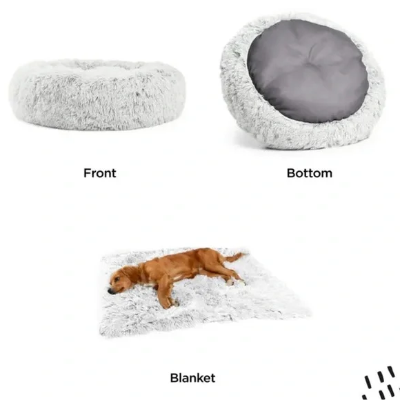 DONUT SHAG BUNDLE BED AND BLANKET FROST 23X23